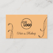 スタイリッシュロゴと写真華美付きピーチブラック 名刺 (正面)