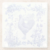 スタイリッシュヴィンテージエレガントロスターブルーフローラトワール ガラスコースター (裏面)