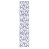 スタイリッシュヴィンテージエレガントロスターブルーフローラトワール ショートテーブルランナー (正面)