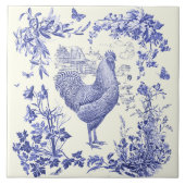 スタイリッシュヴィンテージエレガントロスターブルーフローラトワール タイル (正面)