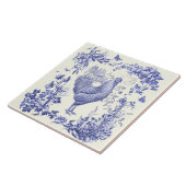 スタイリッシュヴィンテージエレガントロスターブルーフローラトワール タイル (側面)