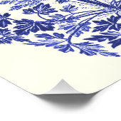 スタイリッシュヴィンテージエレガントロスターブルーフローラトワール ポスター (コーナー)