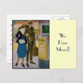 スタイリッシュヴィンテージカップルのアドレスの変更 案内ポストカード (正面/裏面)