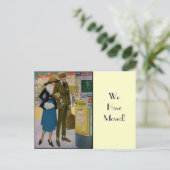 スタイリッシュヴィンテージカップルのアドレスの変更 案内ポストカード (スタンド正面)