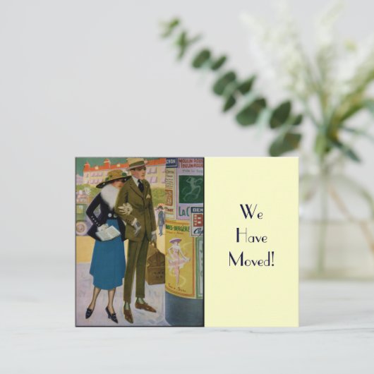 スタイリッシュヴィンテージカップルのアドレスの変更 案内ポストカード (スタンド正面)