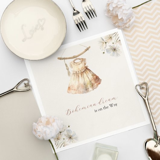 スタイリッシュヴィンテージドレスWildflowers Gitl赤ちゃんシャワー スタンダードカクテルナプキン