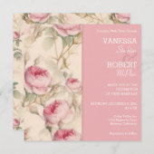 スタイリッシュヴィンテージフローラ結婚式招待状 招待状 (正面/裏面)