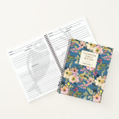 スタイリッシュヴィンテージブルーフローラパーソナライズされたレシピ ノートブック (内部)