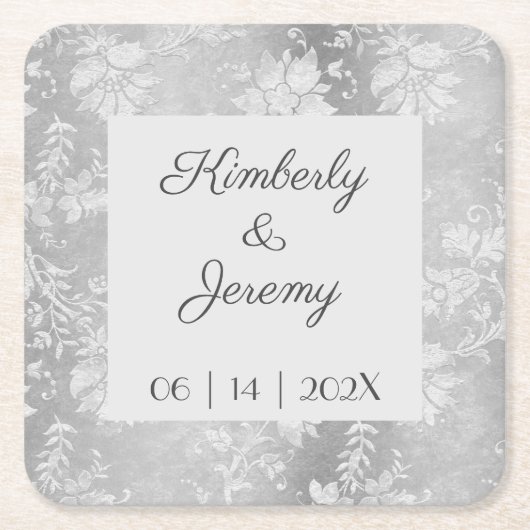 スタイリッシュヴィンテージプター結婚ズ スクエアペーパーコースター (正面)