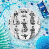 スタイリッシュヴィンテージレディースブラック&ホワイトパーティープレート ペーパープレート (パーティー)