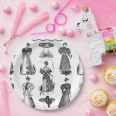 スタイリッシュヴィンテージレディースブラック&ホワイトパーティープレート ペーパープレート (パーティー)