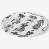 スタイリッシュヴィンテージレディースブラック&ホワイトパーティープレート ペーパープレート (アングル)