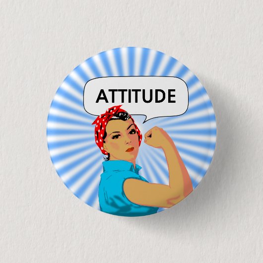 スタイリッシュヴィンテージ女性および編集可能な姿勢文字 缶バッジ (正面)