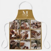 スタイリッシュヴィンテージ素朴金ゴールドファミリーフォトコラージュ エプロン (正面)