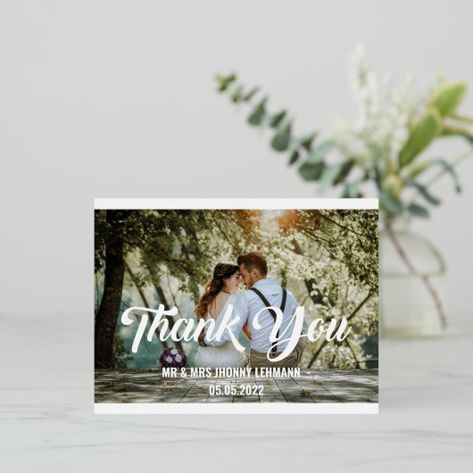 スタイリッシュヴィン感謝していテージ結婚式の写真 箔シーズンポストカード (立ち正面)