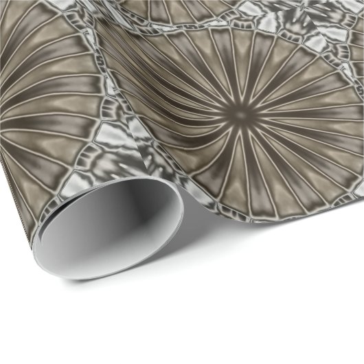 スタイリッシュ万華鏡のように千変万化するパターンエレガントデザインブラウングレー ラッピングペーパー (ロールコーナー)