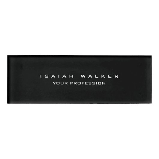 スタイリッシュ上品なプレーンユニーク特殊ブラック&ホワイト 名札 (正面)
