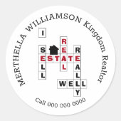 スタイリッシュ不動産を売るクロス実在ワード ラウンドシール (正面)