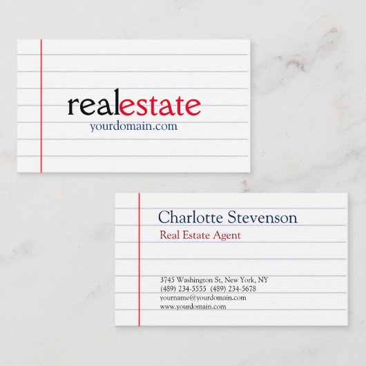 スタイリッシュ並び紙実在不動産業者プロフェッショナル 名刺 (正面/裏面)