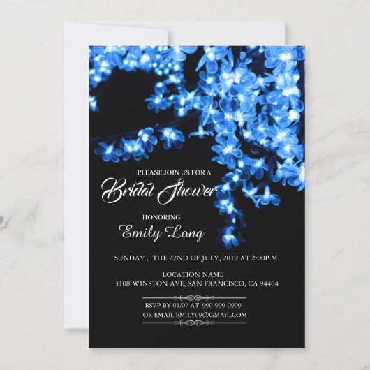 スタイリッシュ中国のさくらんぼブロッサムライトブライダルシャワー 招待状 (正面)