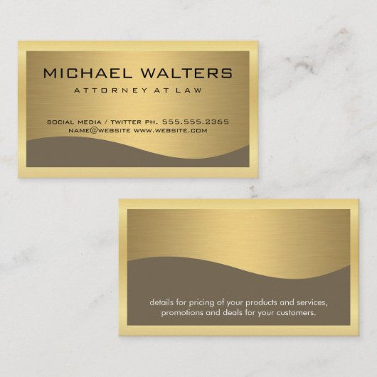 スタイリッシュ企業の金ゴールド/メタリック/金ゴールド縁ど 名刺 (正面/裏面)