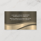 スタイリッシュ企業の/金ゴールド金属波の背景 名刺 (裏面)