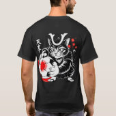 スタイリッシュ侍猫 日本 サッカー 日本人サポーター Tシャツ (裏面)