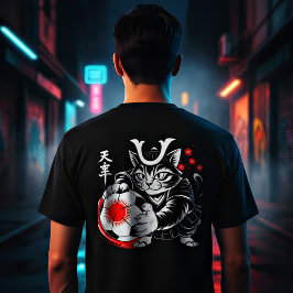 スタイリッシュ侍猫 日本 サッカー 日本人サポーター Tシャツ