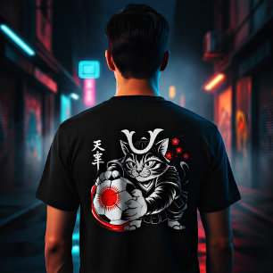 スタイリッシュ侍猫 日本 サッカー 日本人サポーター Tシャツ