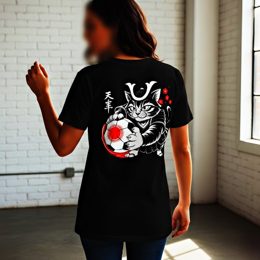 スタイリッシュ侍猫 日本 サッカーTシャツ サッカーファンに Tシャツ