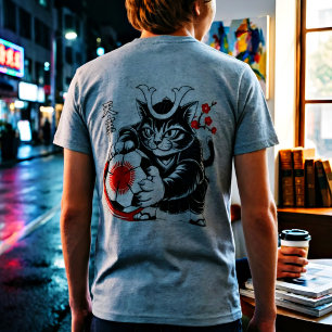 スタイリッシュ侍猫 日本 サッカーTシャツ トライブレンドＴシャツ