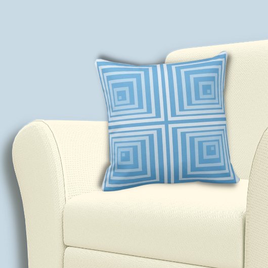 スタイリッシュ入れ子の入れ子になった青いボックスのパターン クッション