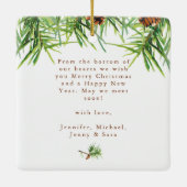 スタイリッシュ写真とモダンあいさつクリスマスパイン セラミックオーナメント (裏面)