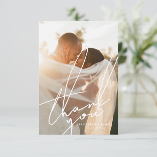 スタイリッシュ写真の結婚サンキューカード サンキューカード (スタンド正面)