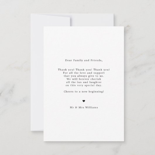 スタイリッシュ写真の結婚サンキューカード サンキューカード (裏面)