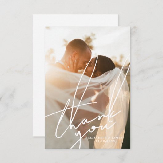 スタイリッシュ写真の結婚サンキューカード サンキューカード (正面/裏面)