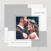 スタイリッシュ写真結婚でスクエアに感謝 サンキューカード (正面/裏面)