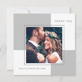 スタイリッシュ写真結婚でスクエアに感謝 サンキューカード (正面)
