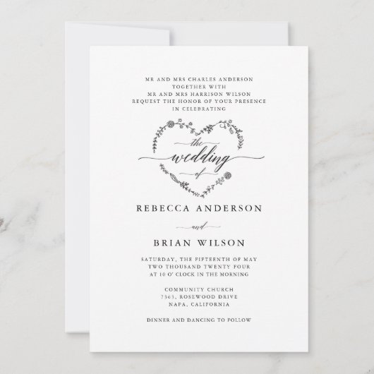 スタイリッシュ写真結婚の書結婚道 招待状 (裏面)