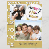 スタイリッシュ写真黄パーソナライズされた幸せ新年 シーズンカード (正面/裏面)