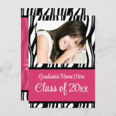 スタイリッシュ卒業フェミニン又はパーティー招待状 招待状 (正面/裏面)