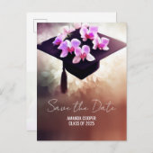 スタイリッシュ卒業ユニーク発表用はがき 案内ポストカード (正面/裏面)