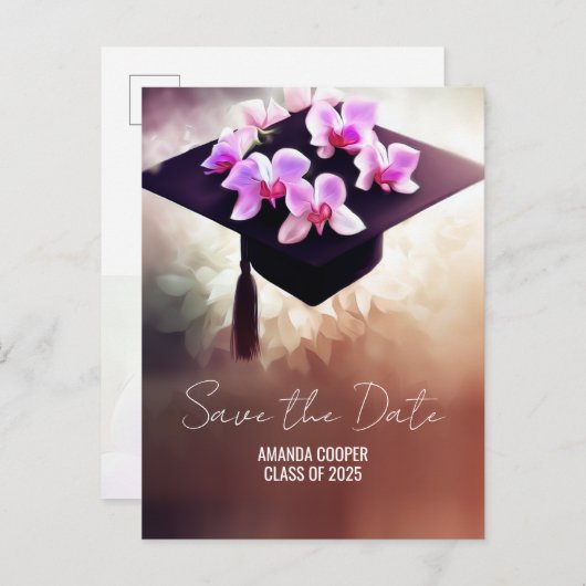 スタイリッシュ卒業ユニーク発表用はがき 案内ポストカード (正面/裏面)