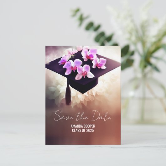 スタイリッシュ卒業ユニーク発表用はがき 案内ポストカード (スタンド正面)