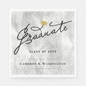 スタイリッシュ卒業生のシルバーフォイルパーティー スタンダードランチョンナプキン (正面)
