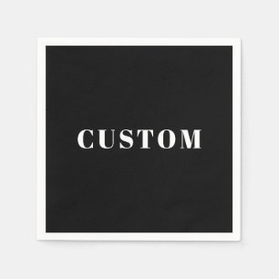 スタイリッシュ名前をカスタムするその他の文字   ブラック&ホワイト スタンダードカクテルナプキン