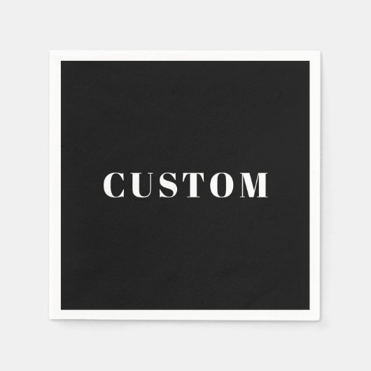 スタイリッシュ名前をカスタムするその他の文字 | ブラック&ホワイト スタンダードカクテルナプキン (正面)