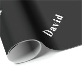 スタイリッシュ名前をカスタムするその他の文字 | ブラック&ホワイト ラッピングペーパー (ロールコーナー)