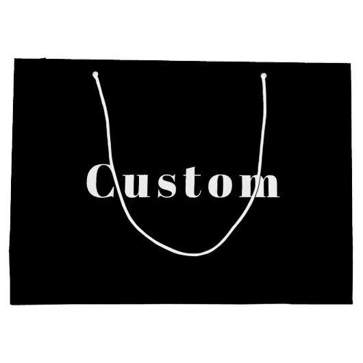 スタイリッシュ名前をカスタムするその他の文字 | ブラック&ホワイト ラージペーパーバッグ (裏面)