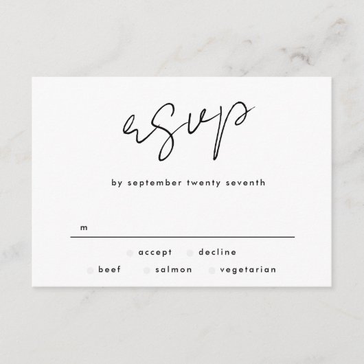 スタイリッシュ名前をカスタムするモダンズトゥキセドホワ結婚イト 出欠カード (正面)